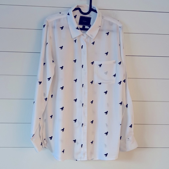 Rails Size  S Rocsi horse pattern button down shirt white, black - Picture 1 of 14